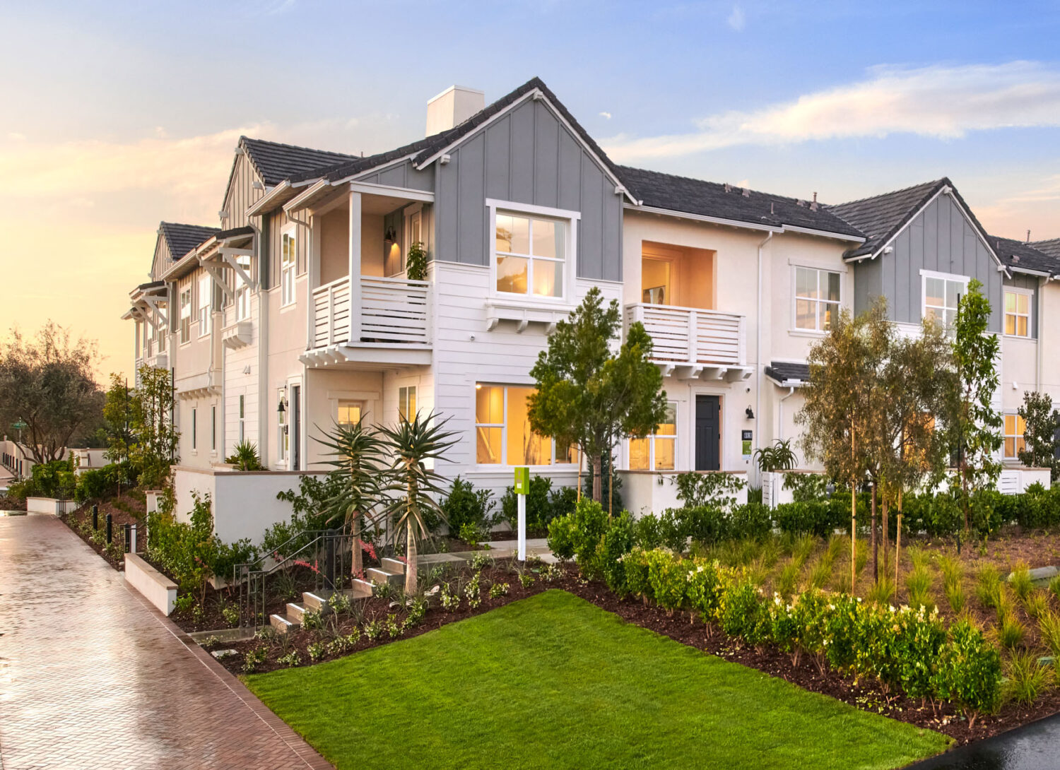 Street view of new homes by Brookfield Residential