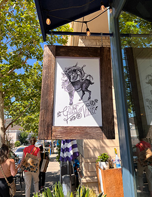 A sign for Goat & Vine