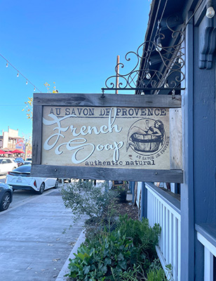 A sign for french soap