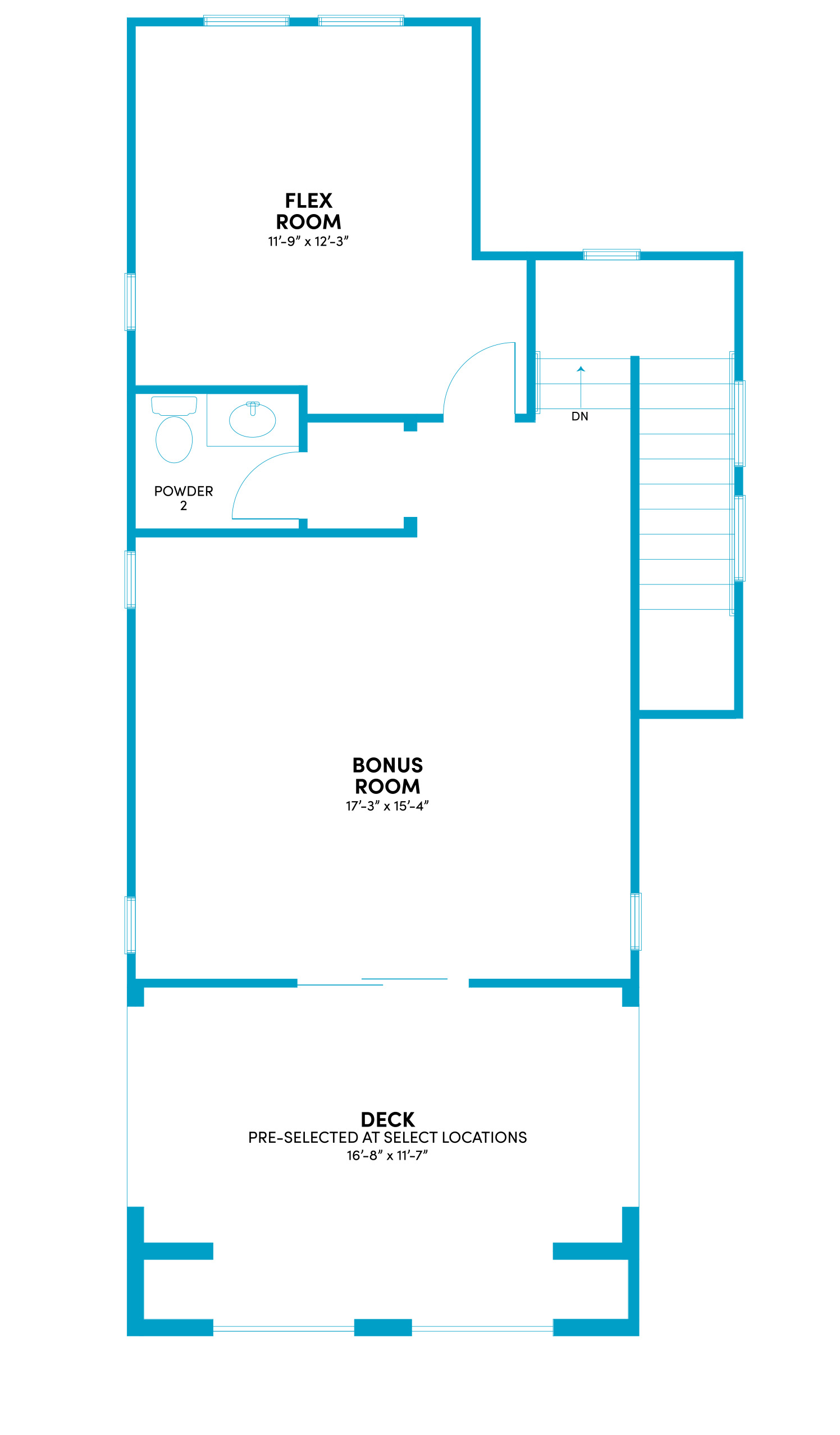Third Floor with Optional Deck Floor Plan | Plan 3 | Waypoint at Altair