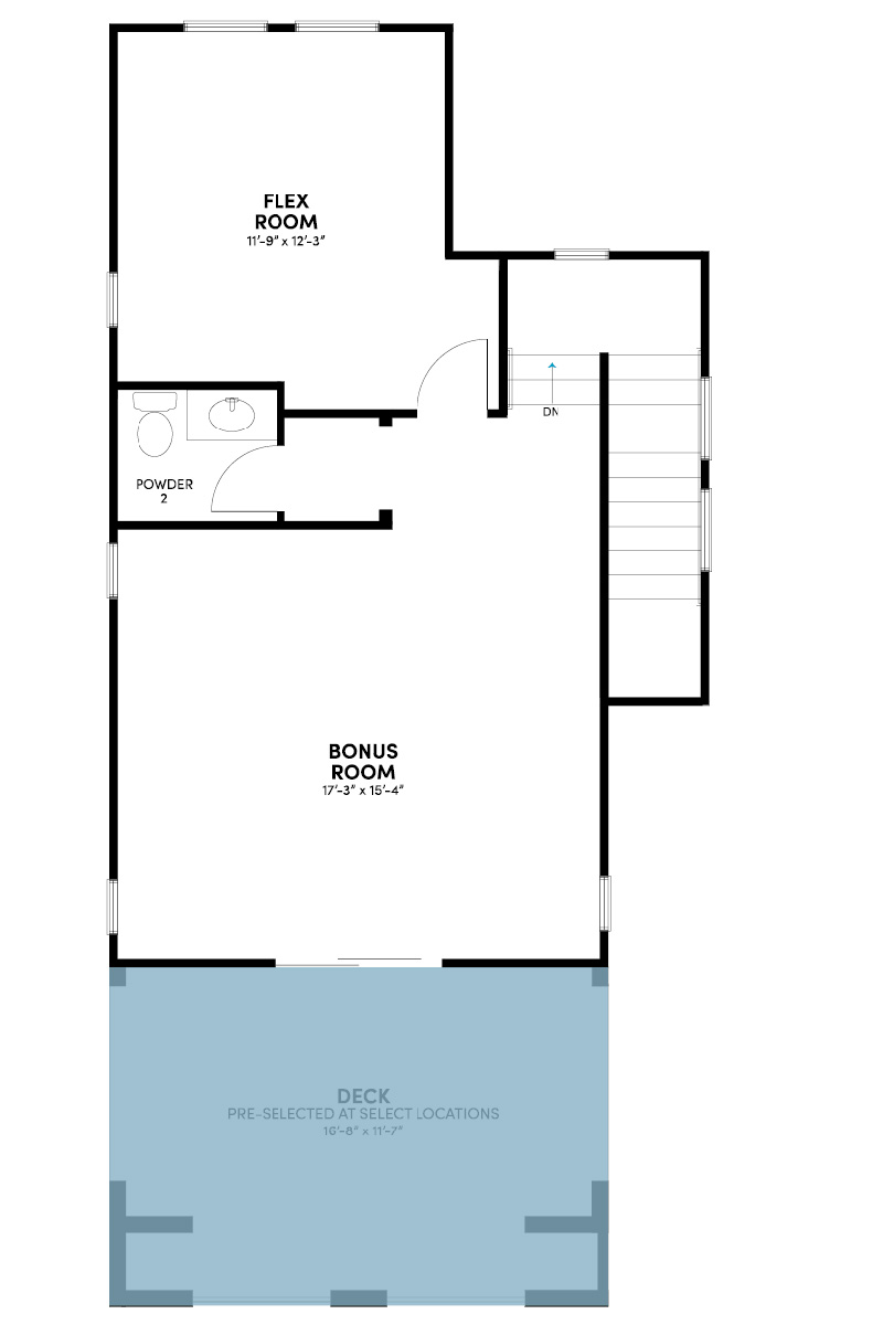 Third Floor with Optional Deck Floor Plan | Plan 3 | Waypoint at Altair