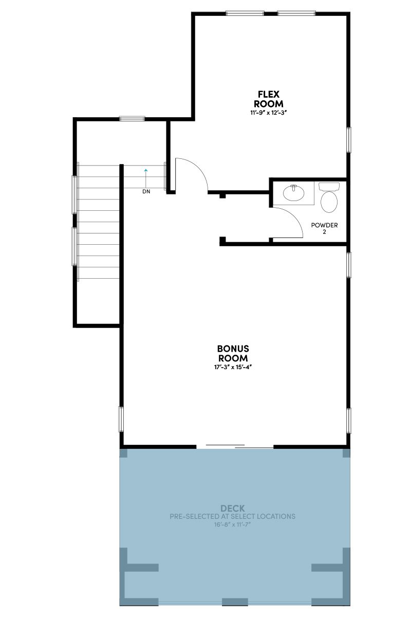 Third Floor Reverse with Optional Deck Floor Plan | Plan 3 | Waypoint at Altair