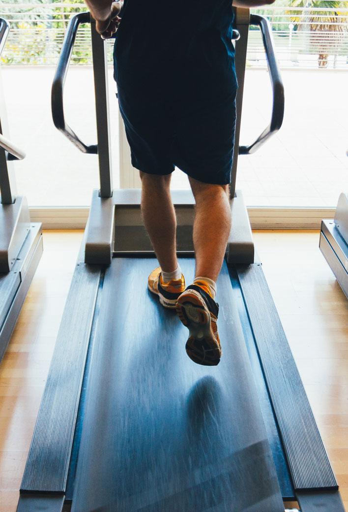 A man running on a treadmill