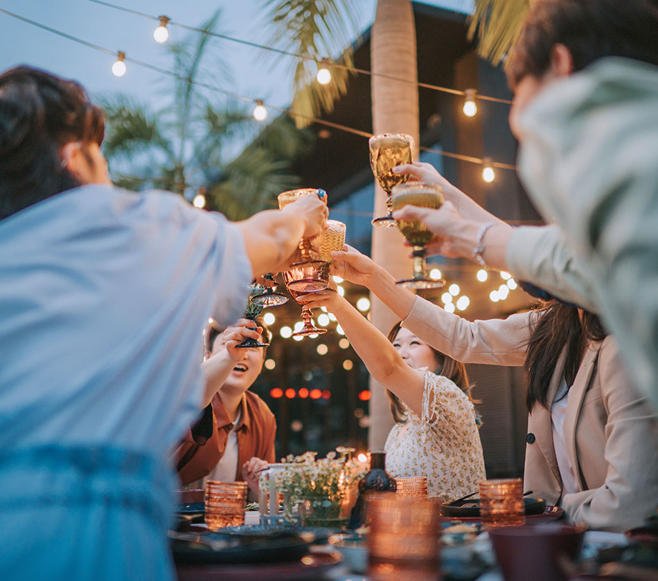 a group of friends sharing a toast